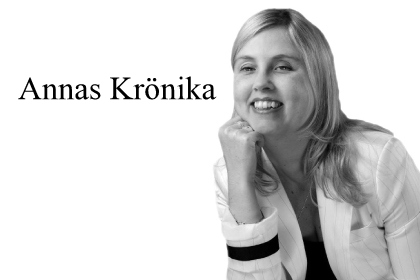 En bild av Anna i svartvitt med texten: Annas Krönika.