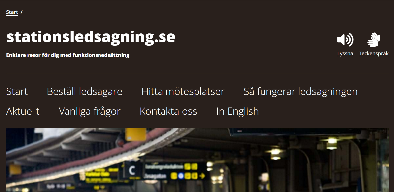 En skärmdump från hemsidan till stationsledsagning.se med text.